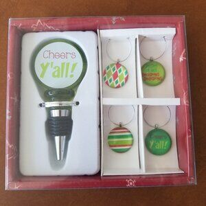 Fresh Decor Holiday Wine Bottle Stopper w/Wine Glass Charms